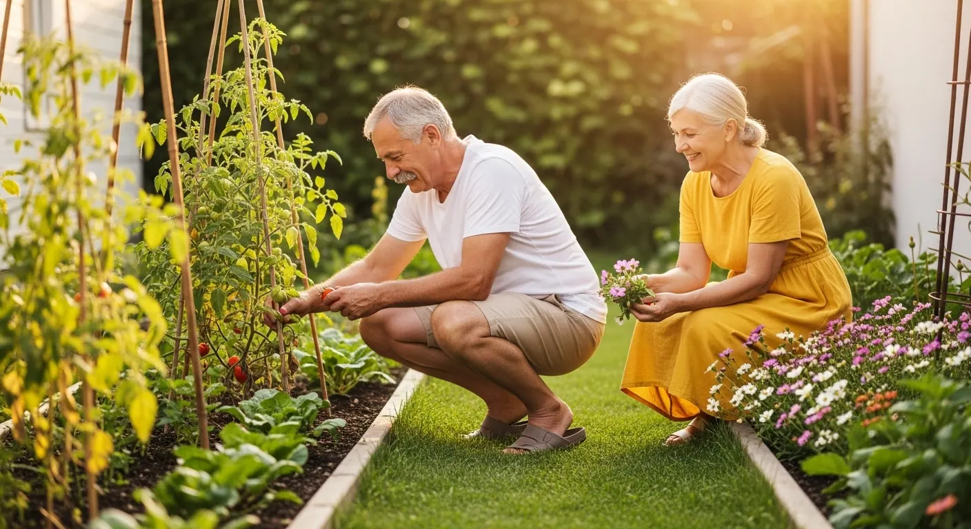 A man and his partner gardening together